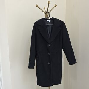 Three Button-Down Black Coat
